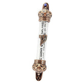 Mezuzah Glass Door Silver Judaism Prayer from Jerusalem Non Kosher Scroll 4,3"